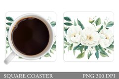 Peony Coaster Sublimation. Flowers Coaster Design Product Image 1