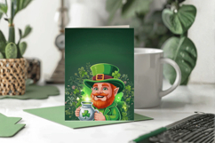 Irish Cheerful Leprechaun Greeting Card PNG Sublimation Desi Product Image 1
