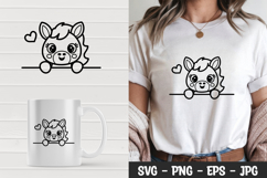 Cute kawaii peeking baby horse t-shirt, mug wrap, svg design Product Image 1