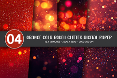 Orange Gold Bokeh Glitter Digital Paper Product Image 1