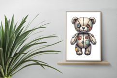 Stitched Teddy Bear Doll Button Eyes Halloween PNG Cute Product Image 2