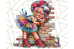 Wild Grandma Clipart PNGs, Funny Quirky Old Ladies Product Image 2