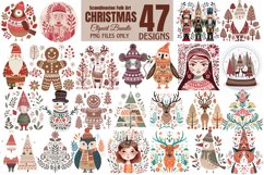 Scandinavian Folk Art Christmas Clipart Bundle PNG Product Image 1