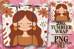 Charming Female Portrait Tumbler Wrap with Flowers 20oz Product Image 1