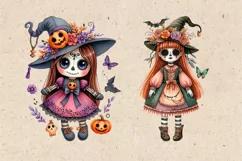 Watercolor Halloween Zombie Doll. PNG sublimation Product Image 3