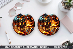 Skull Car coaster sublimation, Halloween Coaster PNG Product Image 1