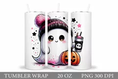 Cute Ghost Tumbler Sublimation. Ghost Halloween Tumbler Product Image 1