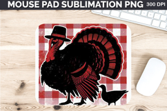 Watercolor Turkey Mouse Pad Sublimation - Thanksgiving PNG Product Image 1