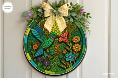 Spring Flower Stained Glass Door Sign | Door Hanger | SVG Product Image 1