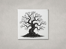 Artistic Twisted Oak Tree Sketch Embroidery Product Image 7