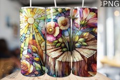 Watercolor Flower Wooden Stump Tumbler - High Quality 3Dpi Product Image 1