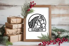 Horse Head Laser Cut File SVG PNG DXF, Round Name Sign Product Image 6