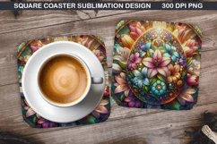 Flower Coaster Sublimation, Easter Coaster PNG Design Product Image 1