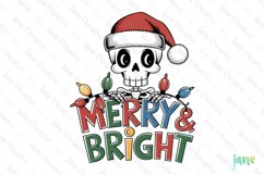 Merry And Bright Funny Skeleton Christmas PNG Product Image 1