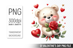 Valentine&#039;s Cute Bear Clipart PNG, Bear Graphic For Crafts Product Image 1