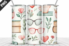 Book And Flowers Tumbler Design| Valentine Tumbler Wrap Product Image 3