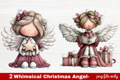 2 Whimsical Christmas Angel Clipart | Cute Holiday Angel PNG Product Image 1