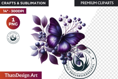 Autumn Butterfly and flower Clipart: Moody Floral PNG Product Image 1