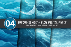 Turquoise Ocean Flow Digital Paper Product Image 1