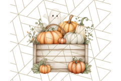 Watercolor Halloween Cottage Clipart, Ghosts &amp; Pumpkins Png Product Image 2