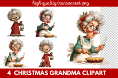 Christmas Grandma Clipart | Cute Holiday Granny PNG Illustra Product Image 1