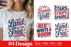 Red White Boom Patriotic Quotes SVG PNG Product Image 1