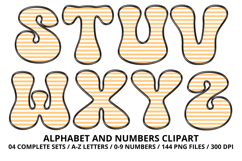 Stripes Alphabet Letters &amp; Numbers Clipart PNG 300DI Product Image 4