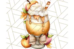 Fall Drink Clipart PNG, Cozy Autumn Cocoa and Latte Art Product Image 2
