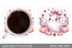 Cute Ghost Coaster Design. Halloween Coaster Sublimation Product Image 1