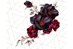 Gothic Floral PNG, Dark Aesthetic Flowers Clipart Print Product Image 2