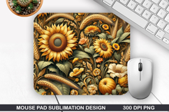 Flowers Mouse Pad Sublimation, Autumn Mouse Pad PNG Design Product Image 1