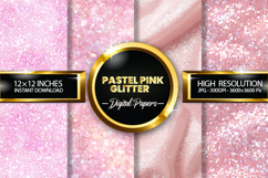 Pastel Pink Glitter Digital Papers - 04 variations Product Image 1