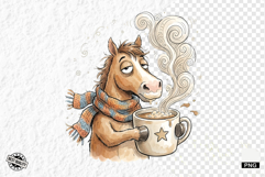 Whimsical Farm Animals Drink Coffee Clipart Product Image 1