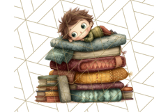 Whimsical Library Clipart with Cozy Readers and Books Product Image 2