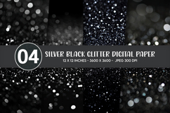 Silver Black Glitter Digital Paper Product Image 1