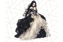 Victorian Gothic Wedding Dress PNG, Dark Bridal Clipart Product Image 2