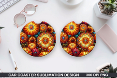 Pumpkin Car Coaster Sublimation| Halloween Coaster PNG Product Image 1