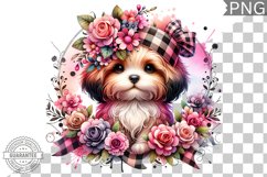 Dog With Flowers Sublimation - Clipart PNG Design Product Image 1