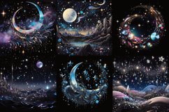 Magical holographic night sky printable digital papers Product Image 3