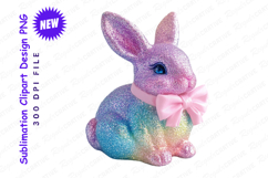 Sparkly Rainbow Easter Bunny With Pink Bow For Clipart Product Image 1