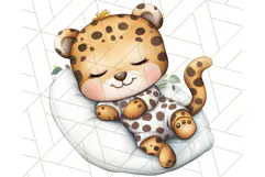 Sleeping Baby Animals PNG, Cozy Pajama Bedtime Clipart Png Product Image 2