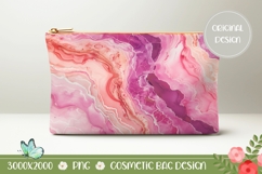 Pink Cosmetic Bag Design, Pink Marble Cosmetic Bag Print Product Image 1