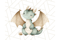 Watercolor Baby Dragon Clipart, Cute Nursery Fantasy PNG Product Image 4