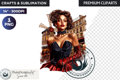 French Cancan cabaret Girl Clipart PNG, Burlesque woman Product Image 1