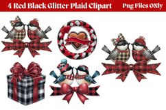 Red Black Glitter Plaid Clipart PNG Product Image 1