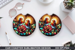 Robin Car coaster sublimation, Valentines Coaster PNG Product Image 1