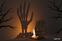Halloween Skeleton Candle Holder SVG | Laser Cut | SVG Product Image 1