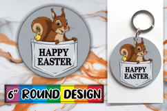 Whimsical Round Keychain Sublimation PNG, Easter Animals Product Image 1