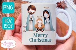 Christmas nativity mug wrap PNG for sublimation 11oz 15oz Product Image 1