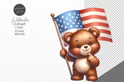Patriotic clipart, Teddy bear clipart, Summer clipart Product Image 1